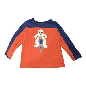 Hanna Andersson Orange Blue Yeti Snow Monster Motorcycle Bike T-shirt Boys 3T 90